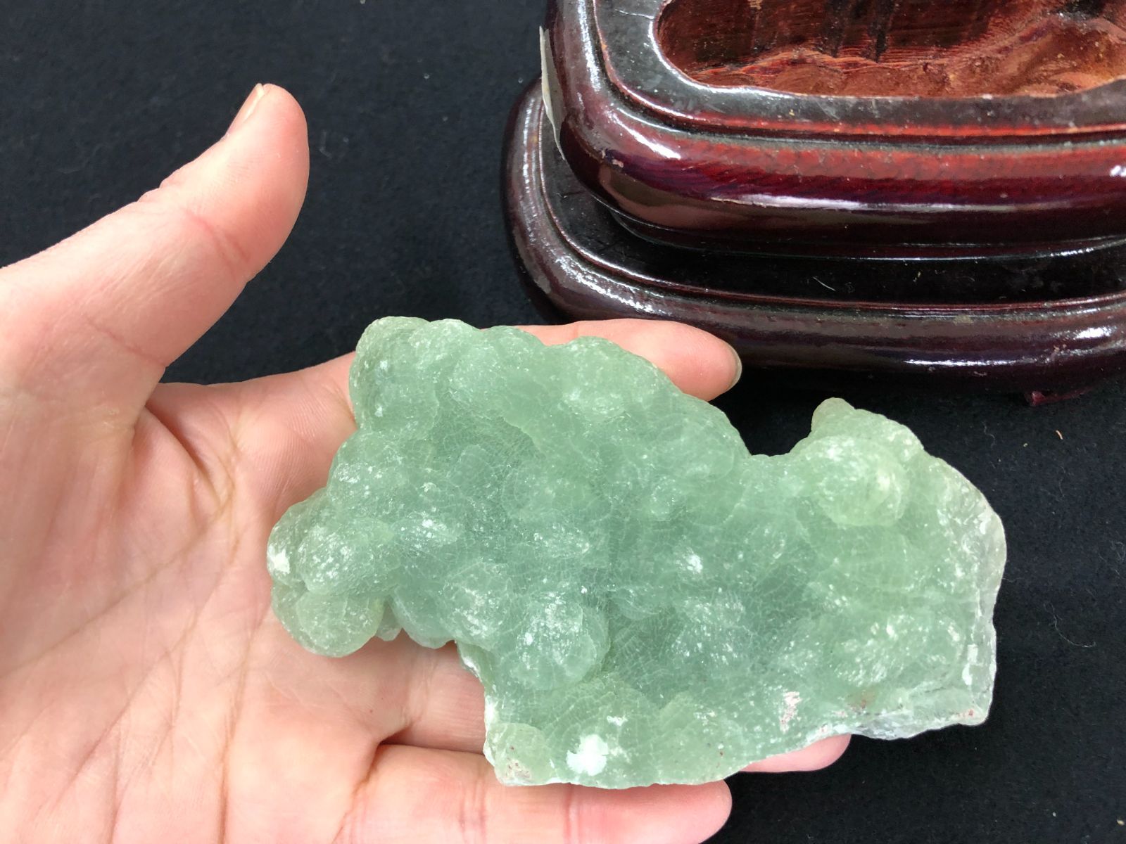  プレナイト原石BOX 台座付き Australia産 フラワーアレンジメント 置物 インテリア小物