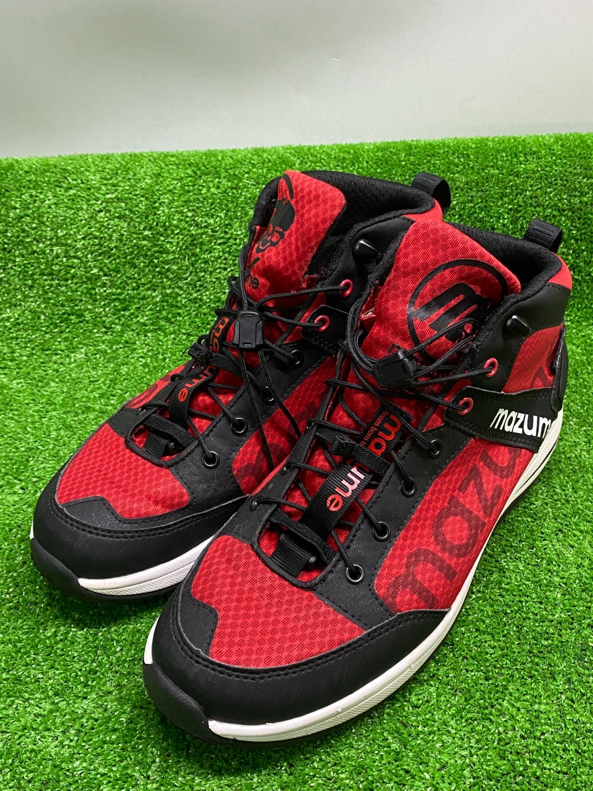 ●mazume マズメ デッキシューズハイカット レッド ブラック フィッシングシューズ サイズL 26～27センチ相当 u 260210_0