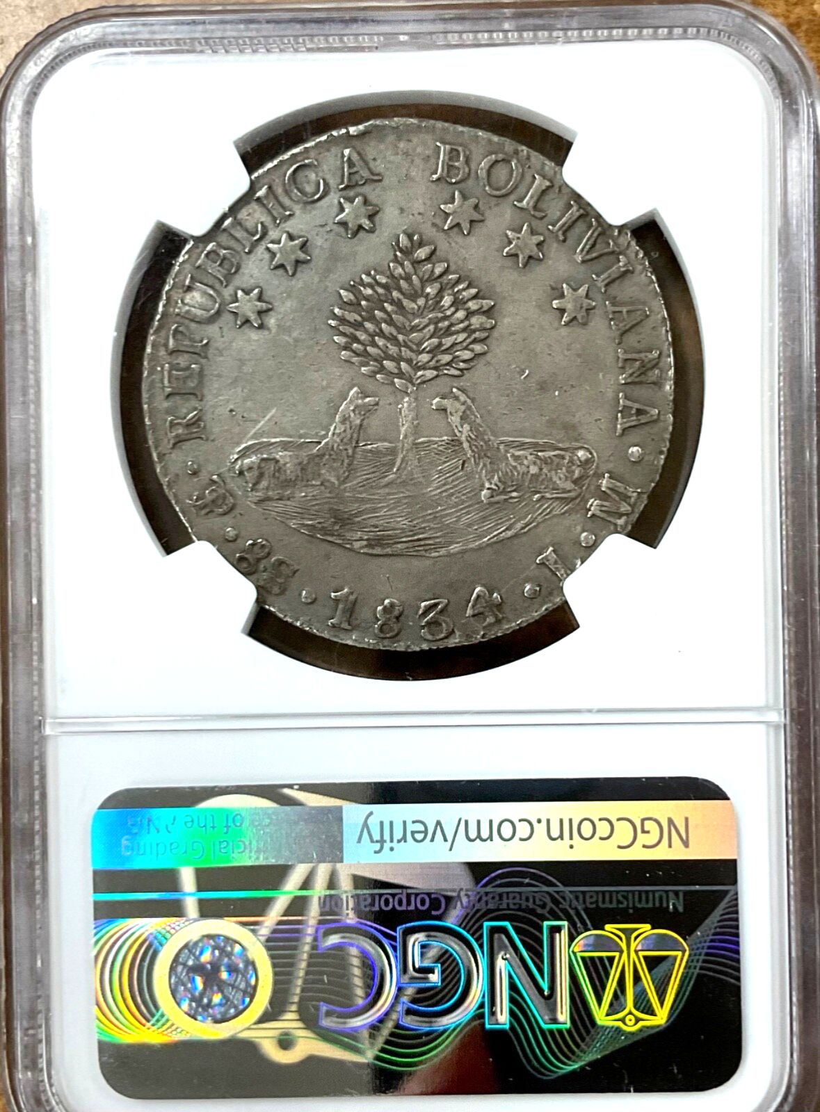 1834 ポイント LM Boli 8S NGC XF 45 ミントエラー ワイヤーに刻印あり