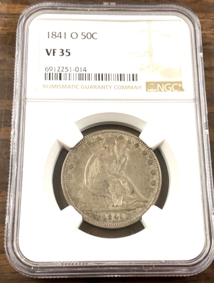 リ*オ様 b外国銀貨 6枚 1841-O 着席リバティ ハーフ ドル 50 セント NGC VF35 素晴らしい