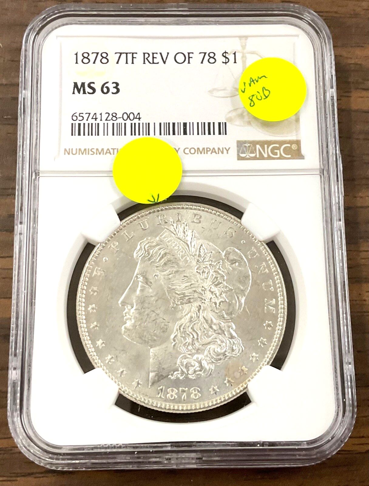 1878 7TF REV OF 78 $1 モーガン シルバー ドル - VAM 80B - NGC MA63