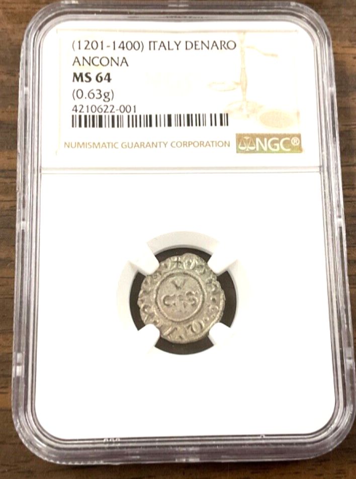 1201-1400 イタリア - ANCONA - 1 Denaro - NGC MS64 - シルバー (0.63