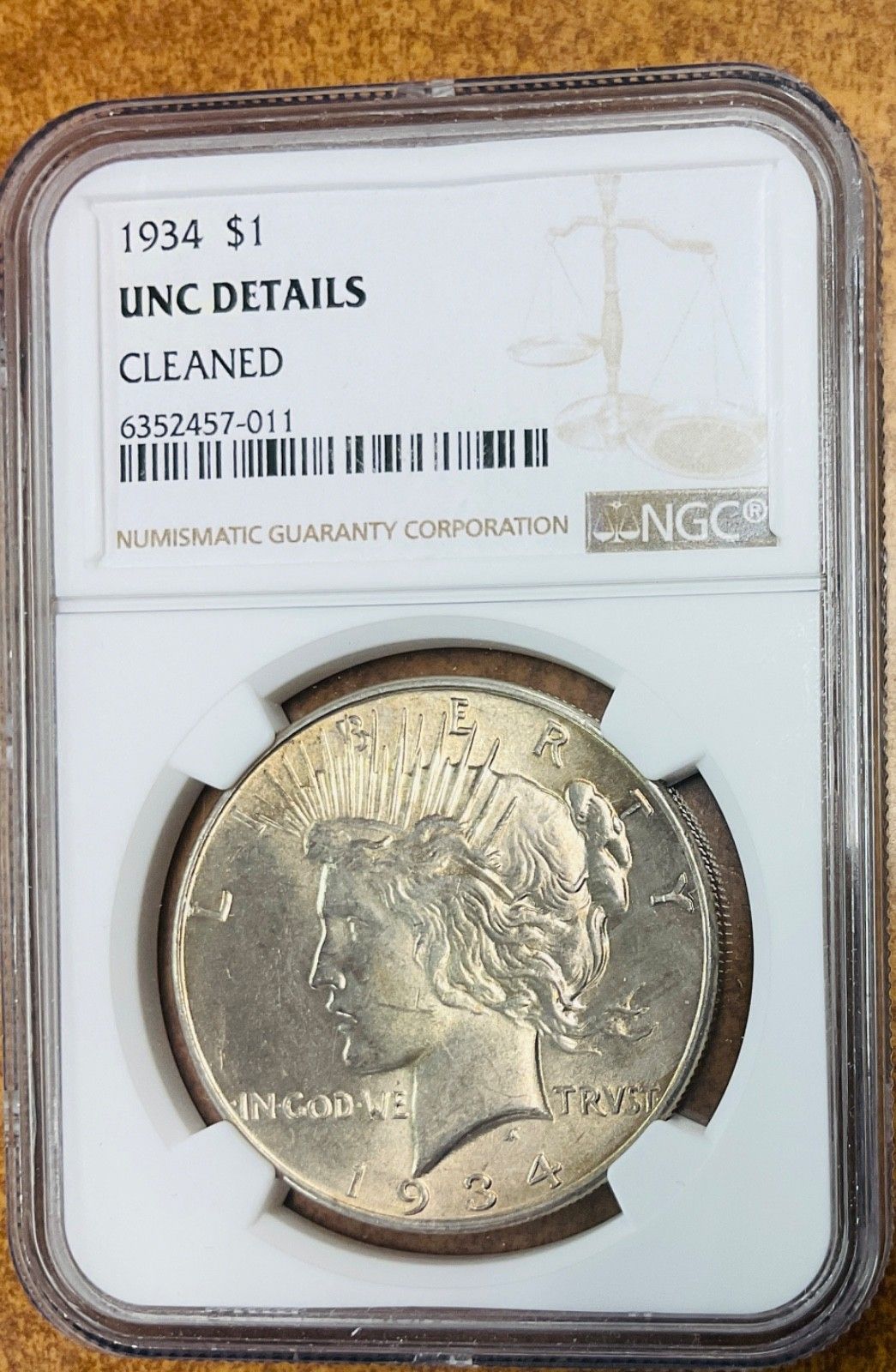 NGC-AU 洗浄 アメリカ合衆国 1934D ピースダラー　銀貨 1934 年 1 ドル ピース シルバー ダラー - NGC UNC 詳細 - メルカリ