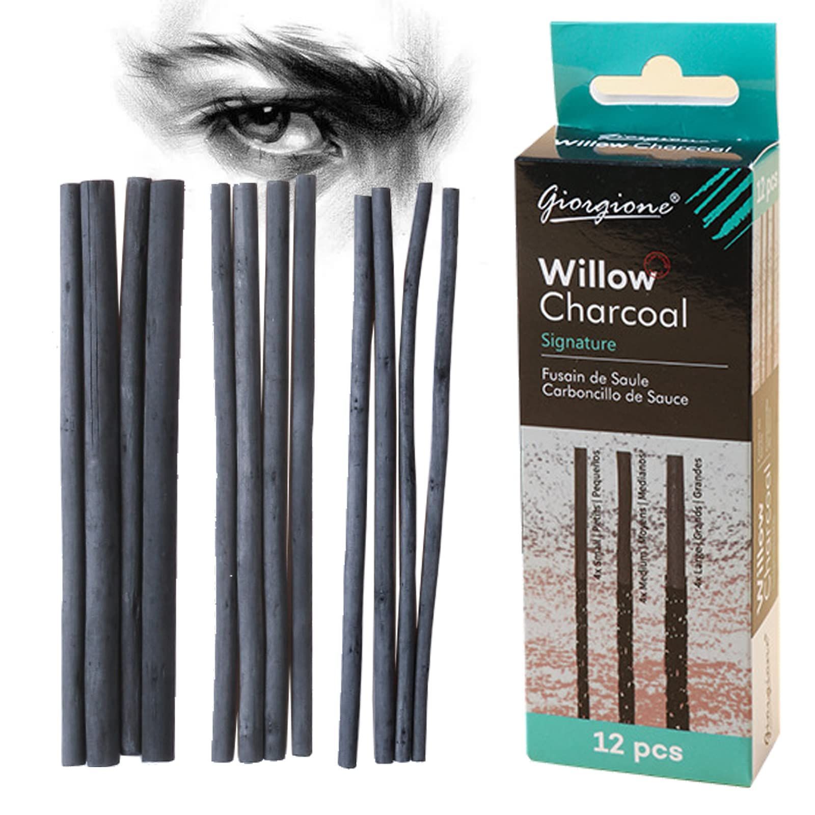 DanYun Set of 12 Charcoal Sticks Charcoal Drawing Charcoal Painting Sketches Charcoal Brushes Keep Hands Clean Charcoal Art Supplies Art Supplies Drawing Tools 8mm 5mm 4mm