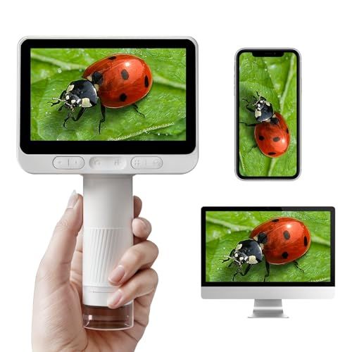 顕微鏡 100 1600倍拡大 4 3インチ液晶 デジタル顕微鏡 ハンディ WIFI USB接続 スマホ タブレット PC対応 アプリ LED照明付き マイクロスコープ 撮影可 頭皮観察 昆虫 植物 生物実験 検品 自由研究 教育 学習用 9352 e 2 f 0