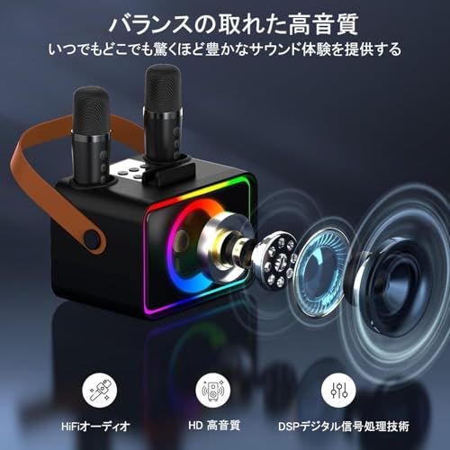 スピーカーセット カラオケ マイク 2本 Bluetooth 5 3 カラオケセット家庭用 ワイヤレスマイク 小型 PAセット カラオケマシン カラオポータブルスピーカー BT AUX TF対応 日本語取扱説明書付き POWADD d 87 4 ba 8