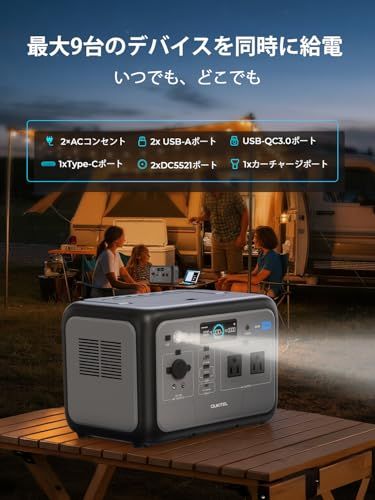 OUKITEL ポータブル電源 800 W 512 Wh リン酸鉄リチウム 長寿命 定格出力800 瞬間最大1600 AC DC USB出力 LEDライト付 UPS機能 PSE認証済 弦波 50 Hz 60 MPPT制御 車中泊 家庭 274 ab 81 f