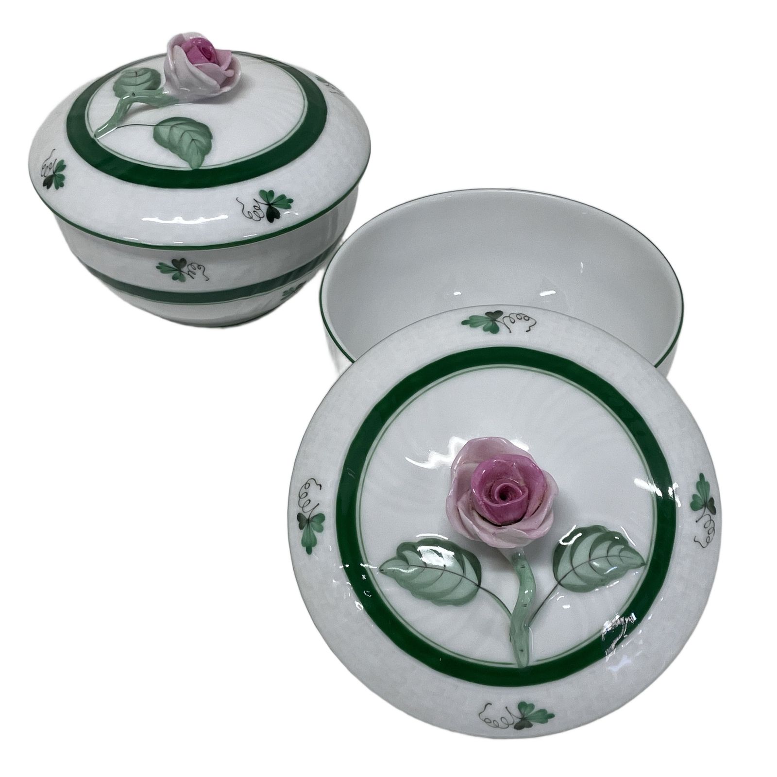 HEREND ヘレンド 薔薇 ボンボニエール シュガーポット 小物入れ 蓋つき セット 食器