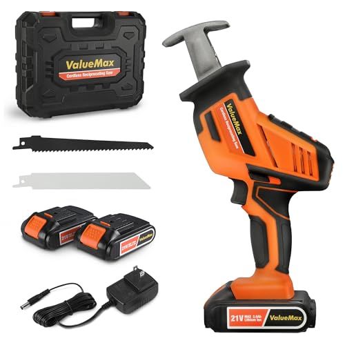 迅速に発送 ValueMax 電動ノコギリ 充電式 レシプロソー 2000 mAh* バッテリー付き-替刃2本 無段変速 20 V 充電式ノコギリ セーバーソー 小型 枝切り 竹を切る 庭木の剪定 粗大ごみ切断 木材切断 金属切断 収納ケー 9065927 f