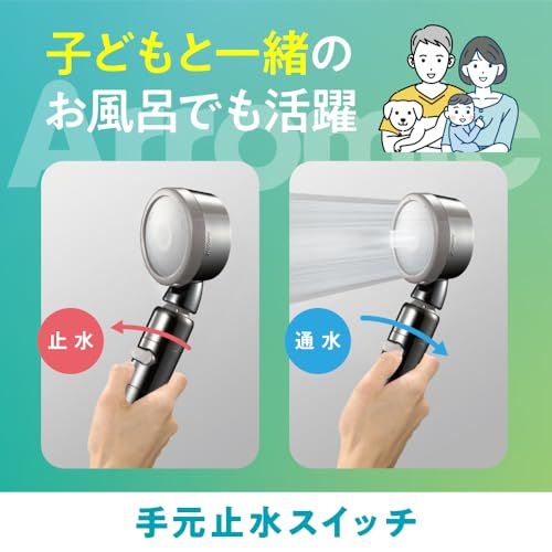 迅速に発送 アラミック シャワーヘッド ナノバブル 節水 高水圧 きめ細やかな 細水流で肌 髪に優しい 3 D ム ワイド水流 角度調整 ブラック 日本製 A DNB SL 9 370685