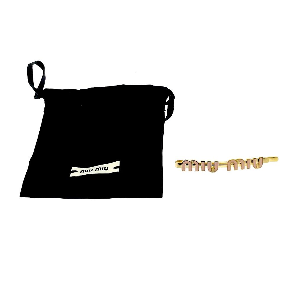 中古】【保存袋付き】 Miu Miu ミュウ ミュウ GP エナメル ロゴ ヘア