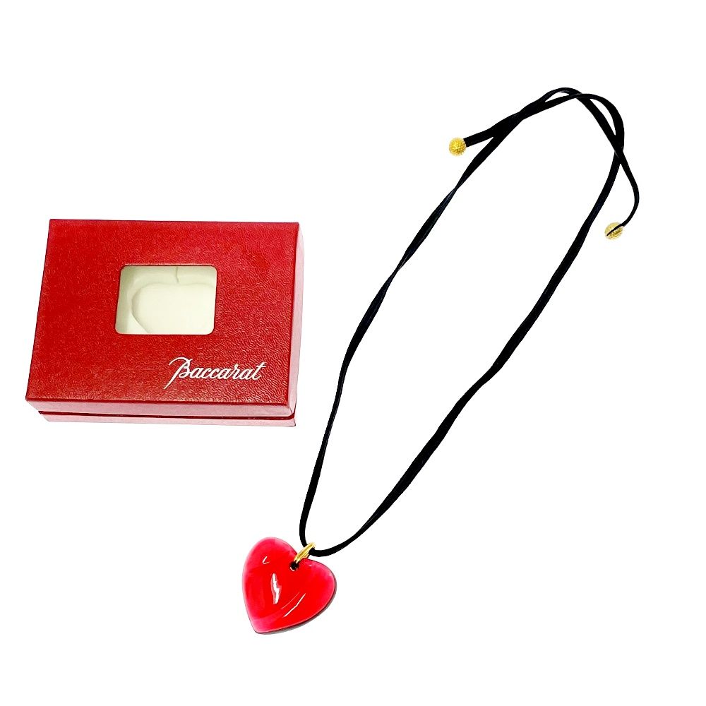 中古】【箱付き】 Baccarat バカラ クリスタル ハートネックレス