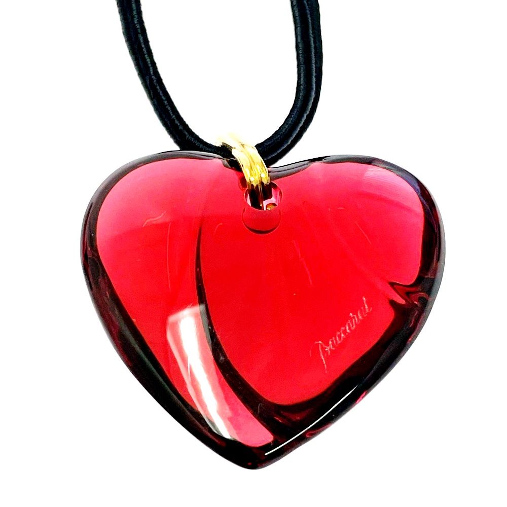 中古】【箱付き】 Baccarat バカラ クリスタル ハートネックレス