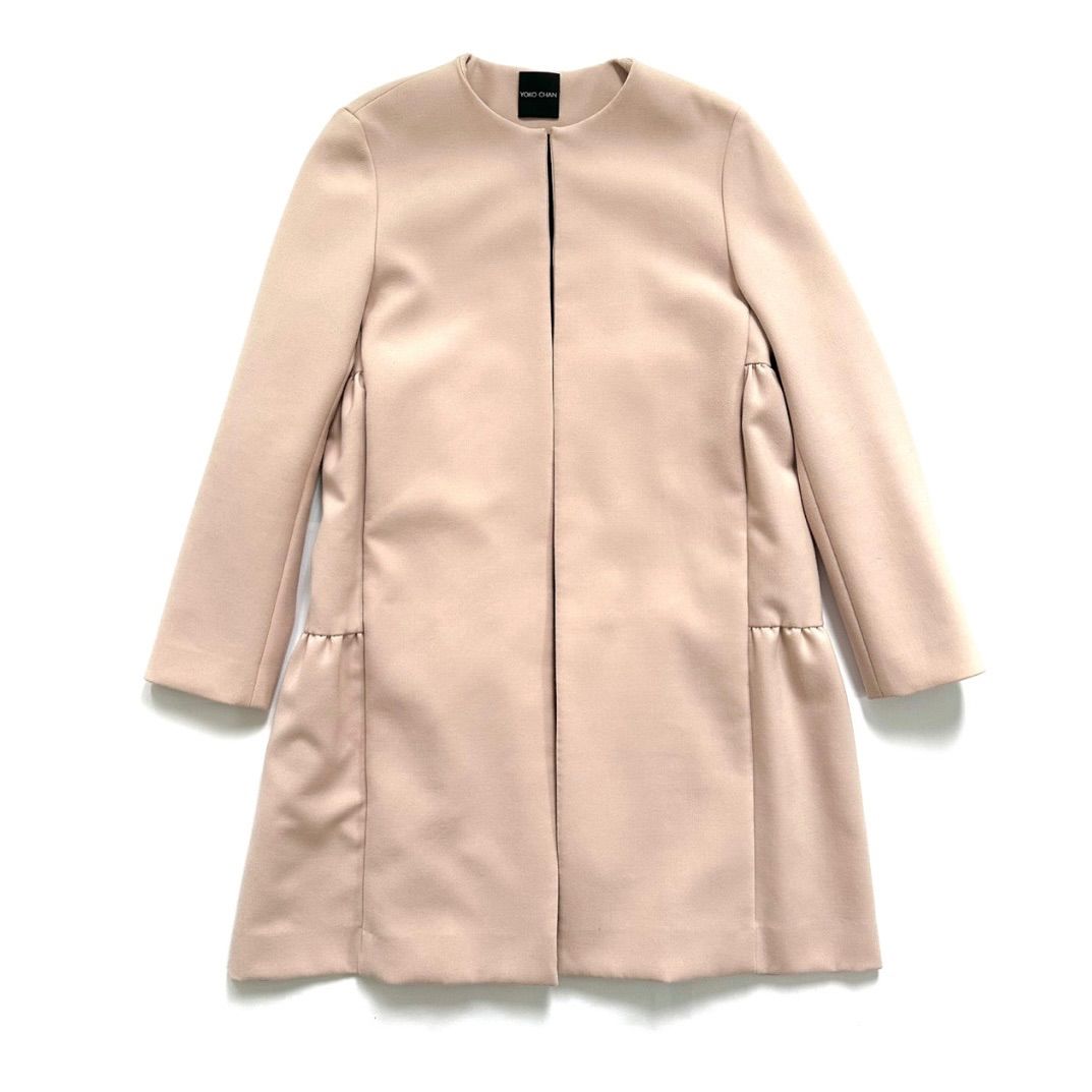 YOKO CHAN ヨーコチャン ノーカラーコート ピンク フリル レディース