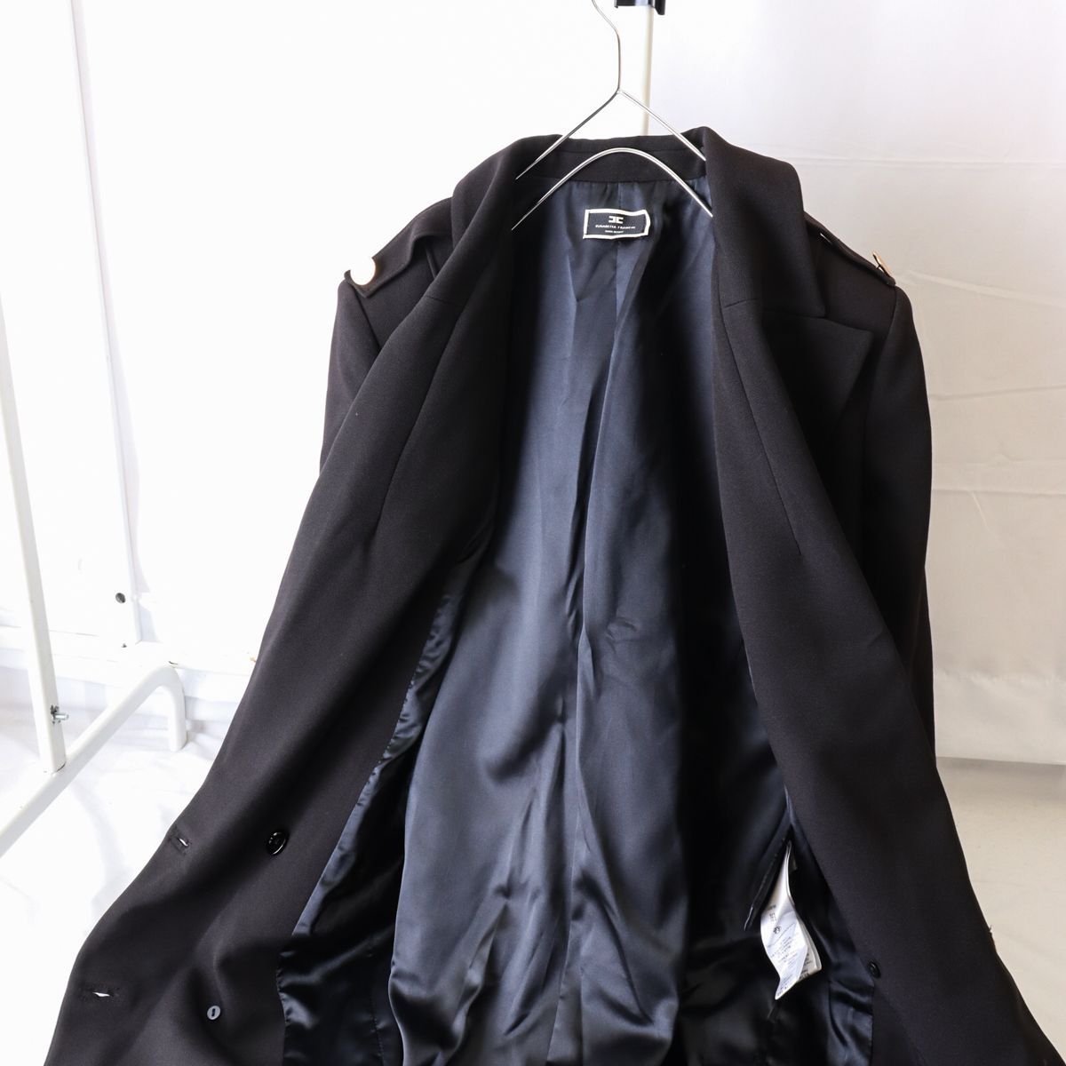 極美品 エリザベッタフランキ チェスターコート 黒 F ダブル ロング 