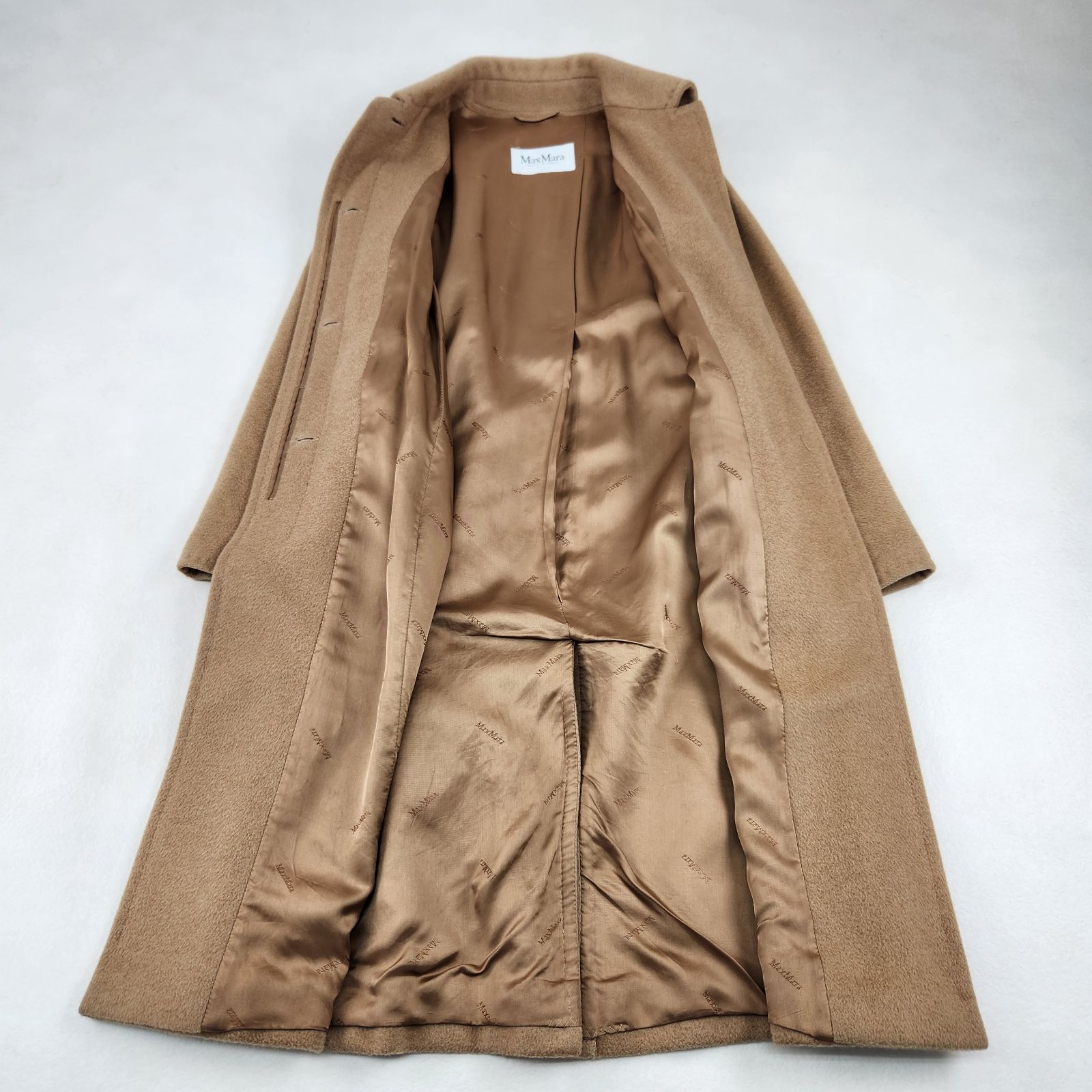 MaxMara ロングコート 高級白タグ キャメル100 ベルテッド 36 S M相当