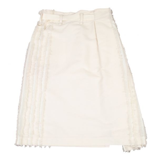 イッセイミヤケISSEY MIYAKE フリンジストライプ切替ラップデザイン