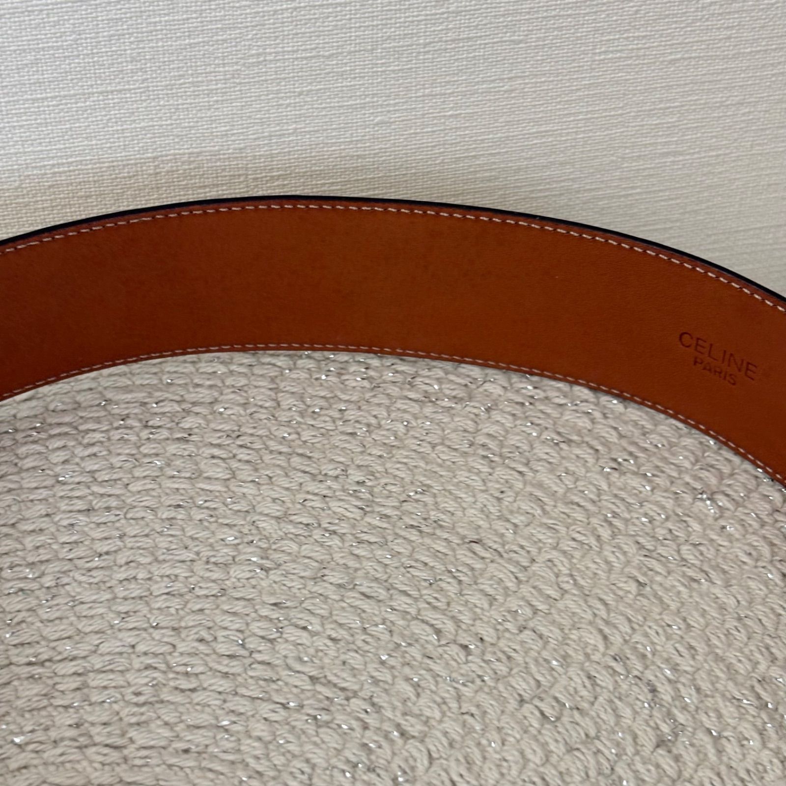 極美品】セリーヌ トリオンフ レザー ゴールド 金具 ベルト レディース 