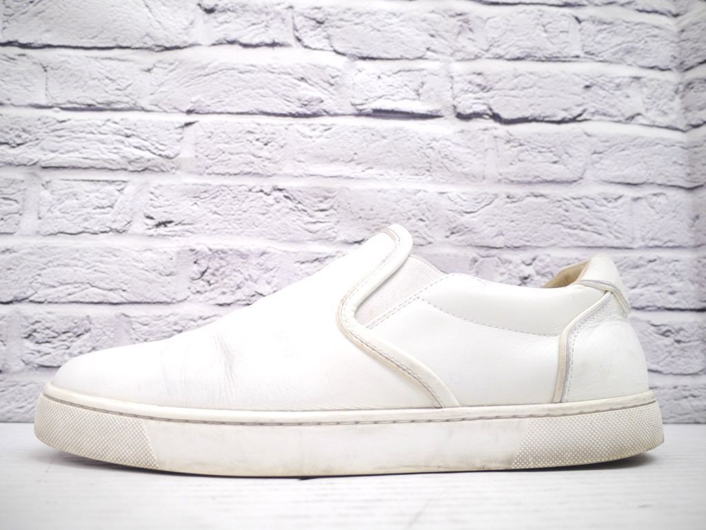 Christian Louboutin クリスチャンルブタン メンズ レザー スケーター スリッポン スニーカー 白42 レッドソールが主張する定番モデル