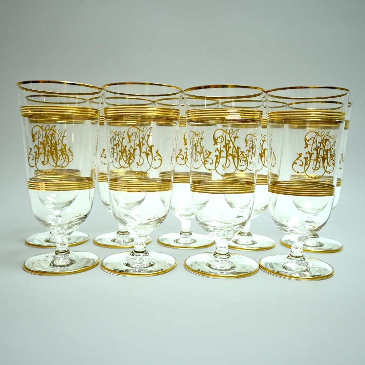 Moser モーゼル 金彩ワイングラス 20点セット (約15.5cm×9点、約13cm