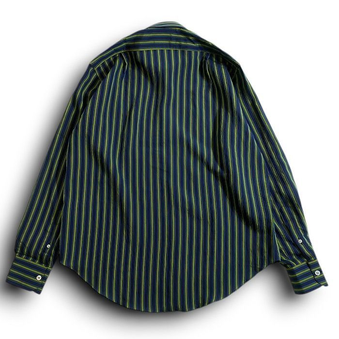 CAMISAS MANOLO カミサスマノロ NAVY GREEN STRIPES NORMAL SHIRT