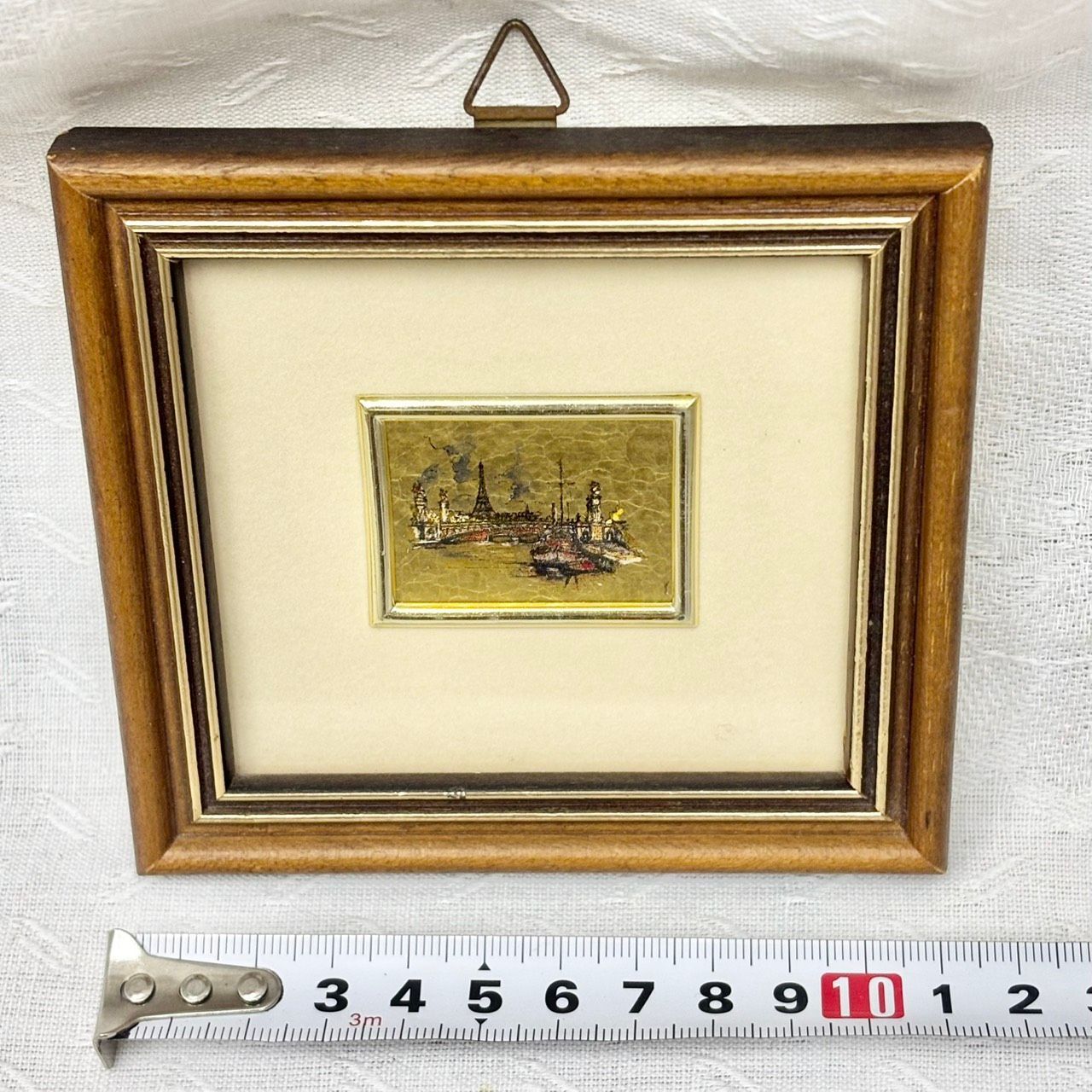 金箔ミニチュアアート　イタリア製　23K金箔　リトグラフ　美品 397 23kt 金箔画 パリ クロモリトグラフ フランス 90sヴィンテージ