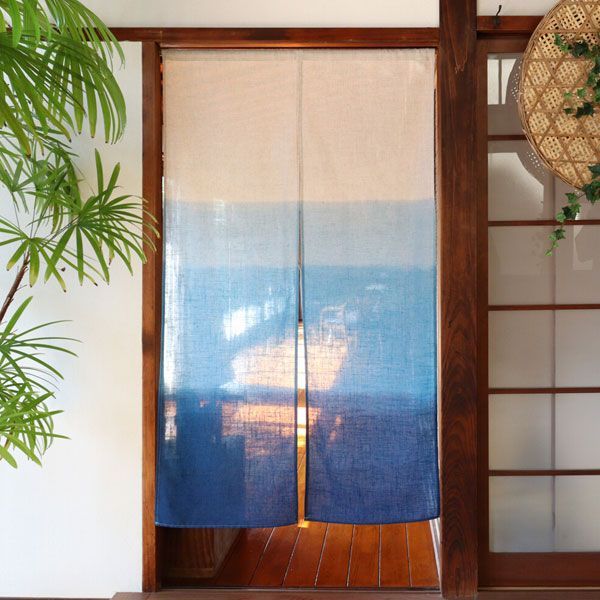 のれん 暖簾 日和 麻混段ぼかし 85X150cm 目隠し グラデーション 店舗