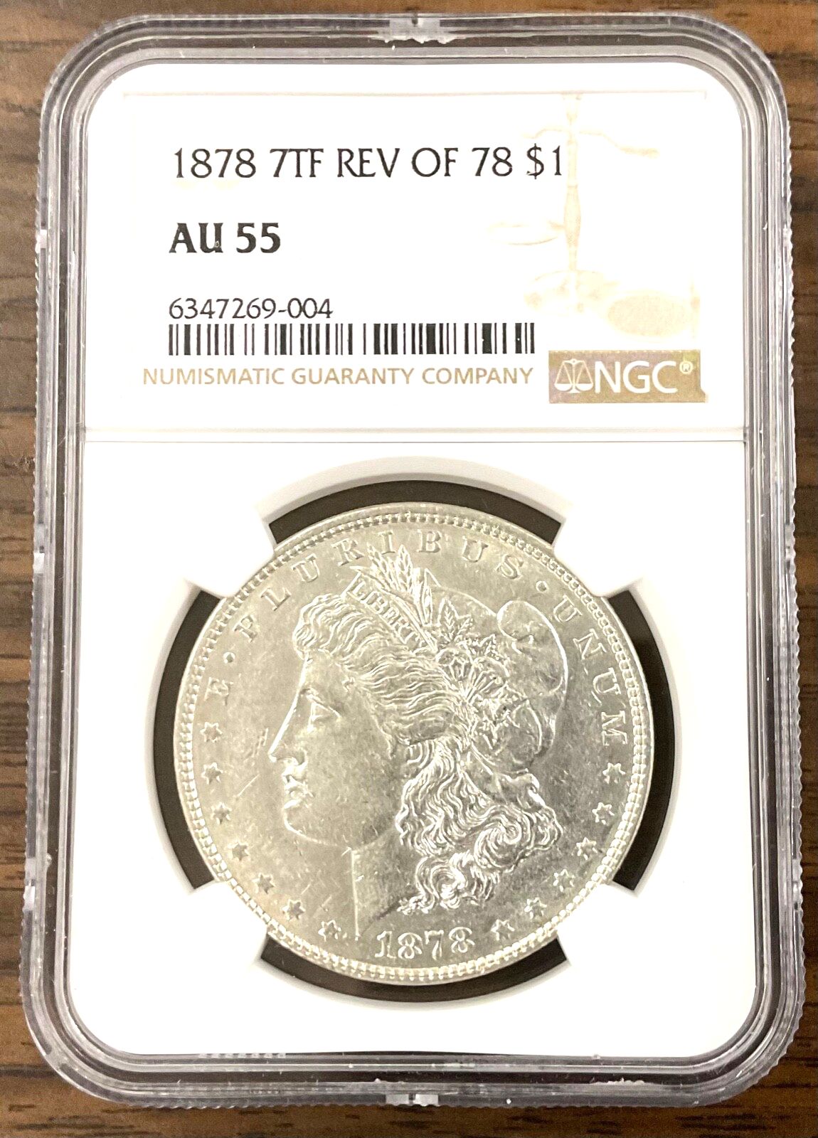 1878 7TF REV OF 78 - $1 - モルガン銀貨 - NGC - AU55 - 研磨された翼