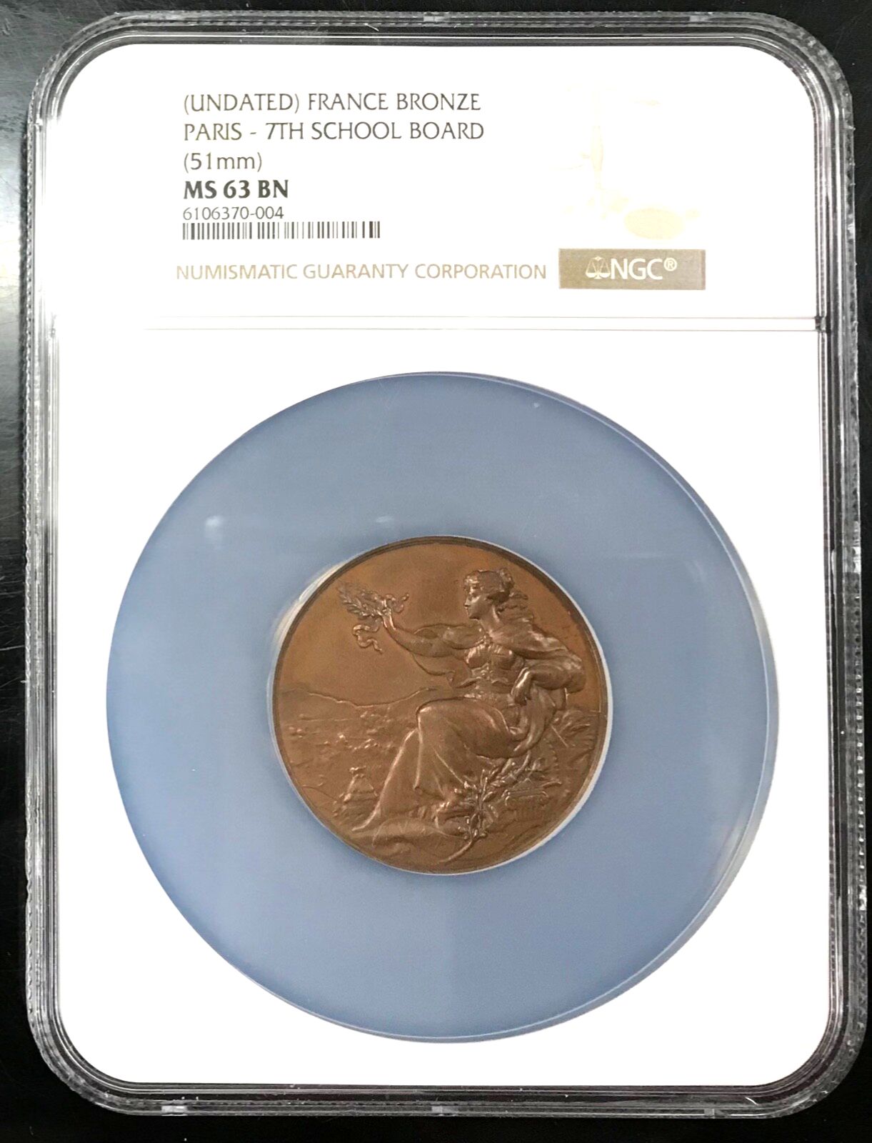 日付なし（1890年代）パリ、フランス 第7回学校委員会銅メダル NGC