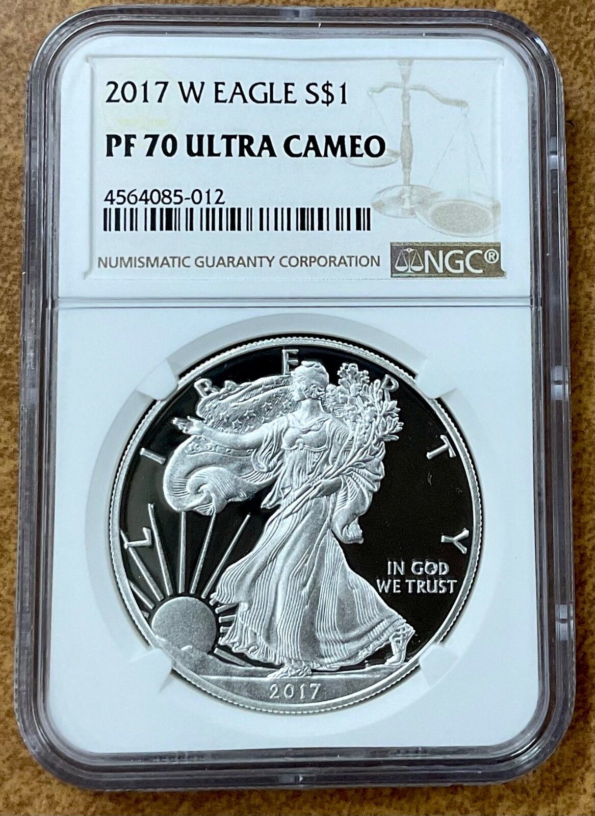 2017-W プルーフ アメリカン シルバー イーグル PF-70 NGC - ブラウン