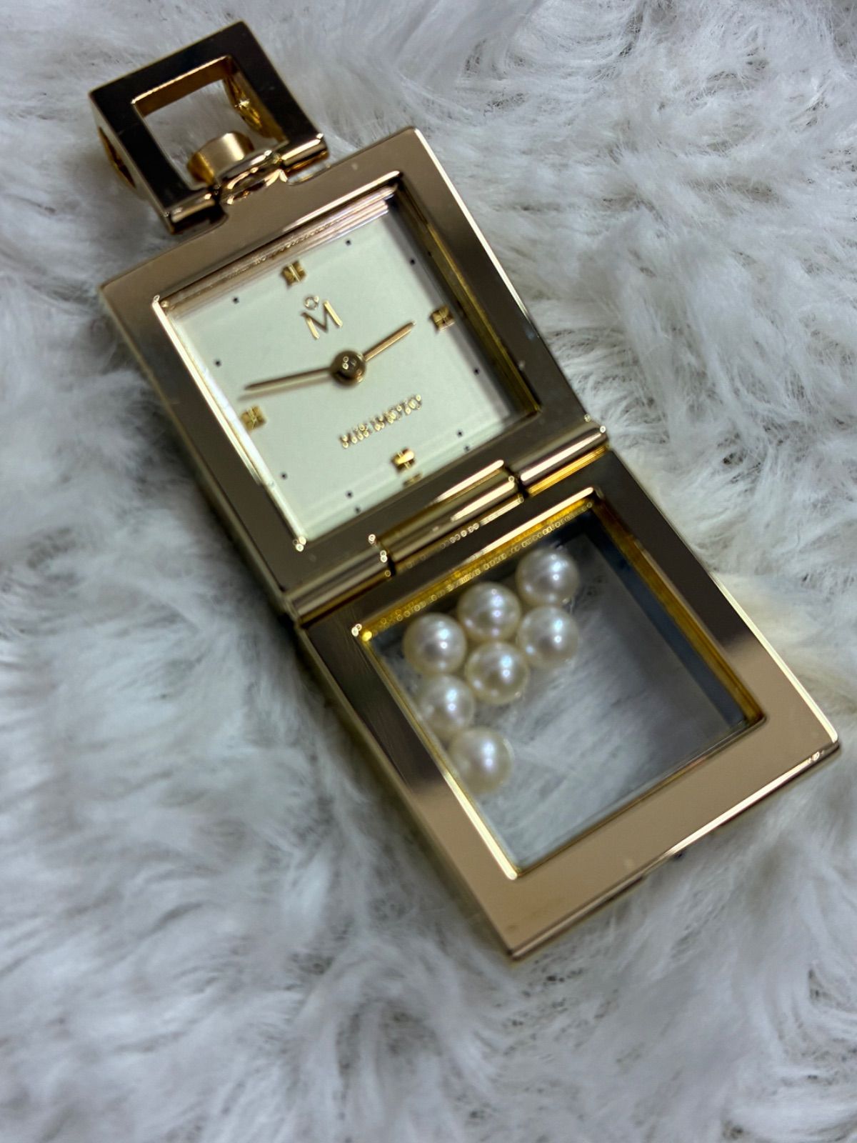 ミキモト 7P パール 真珠 ペンダントウォッチ スクエア 時計 - メルカリ