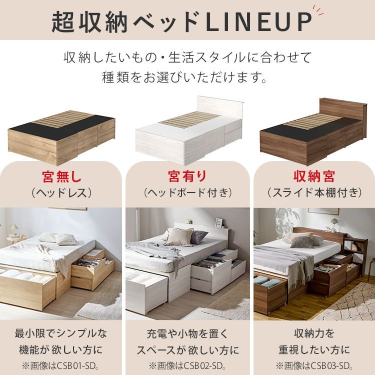 公式】ベッド シングル 収納 大容量 超収納 引出付 ベッドフレーム