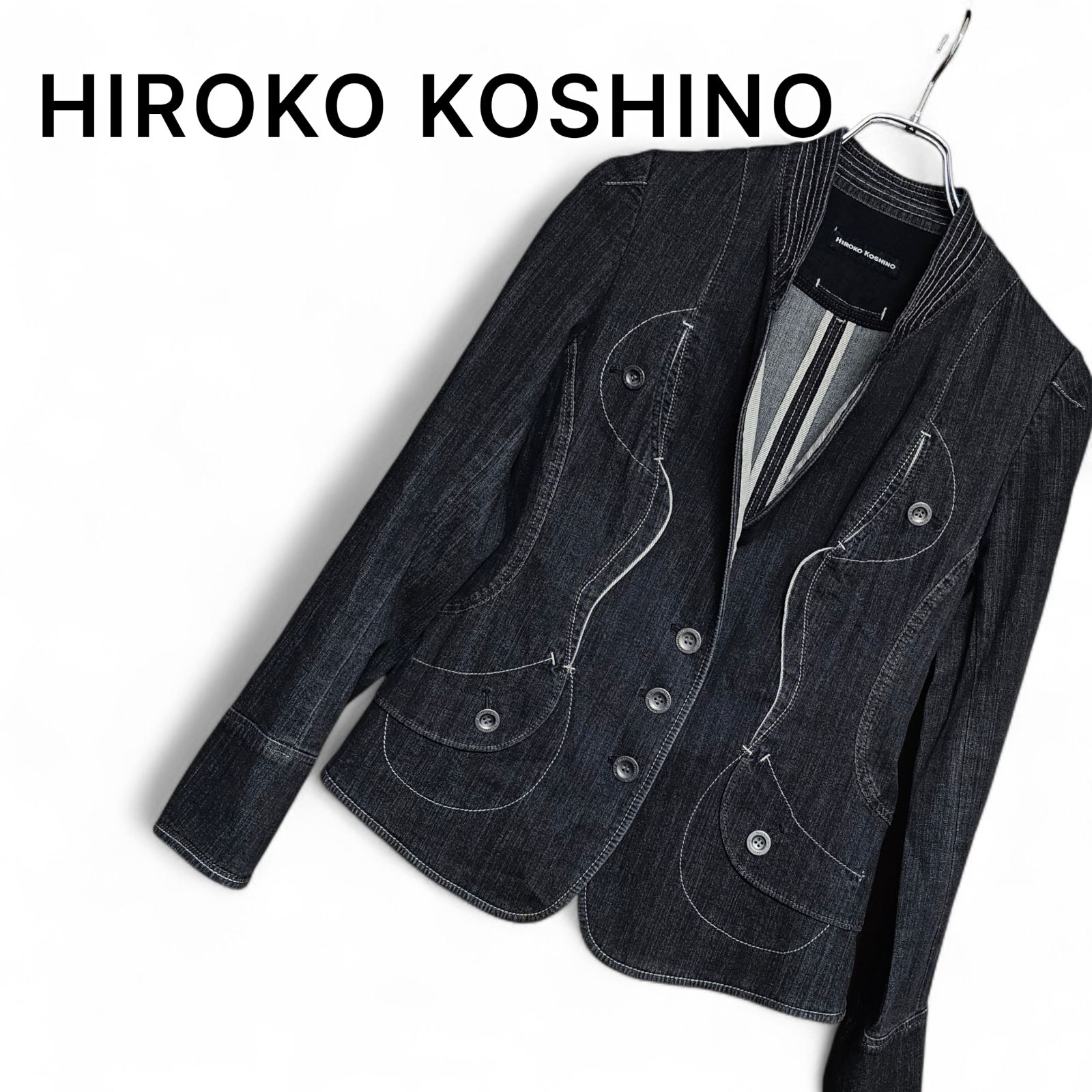 HIROKO KOSHINO ヒロココシノ ブラック レディース アウタージャケット 
