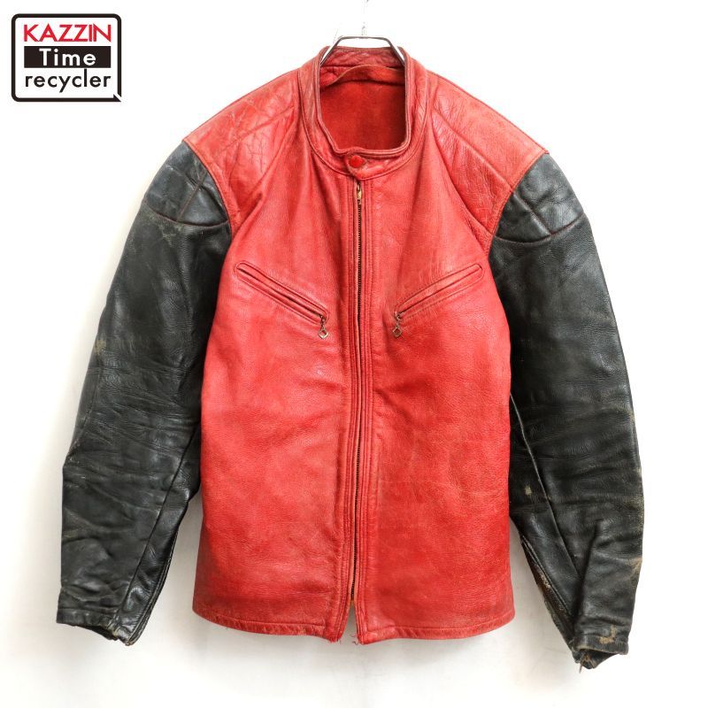 60s vintage BATES ベイツ 逆ハ ツートン シングルライダース