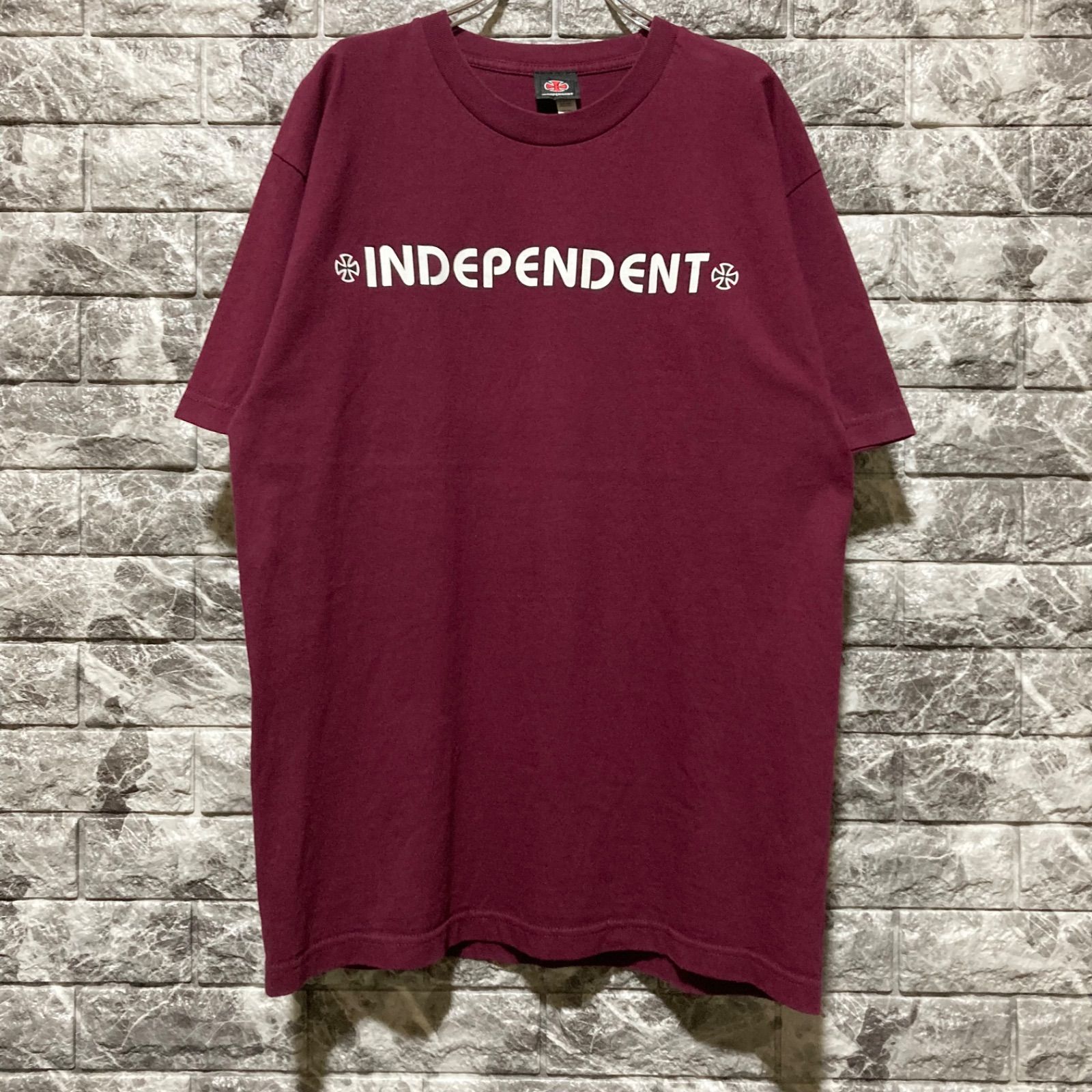 INDEPENDENT Tシャツ インディペンデント バーガンディ アイアンクロス 
