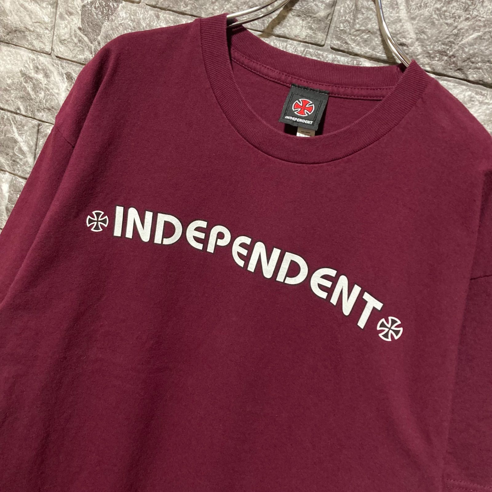INDEPENDENT Tシャツ インディペンデント バーガンディ アイアンクロス 