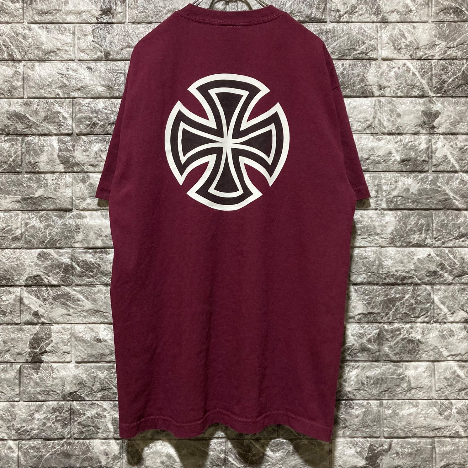 INDEPENDENT Tシャツ インディペンデント バーガンディ アイアンクロス スケーター b1