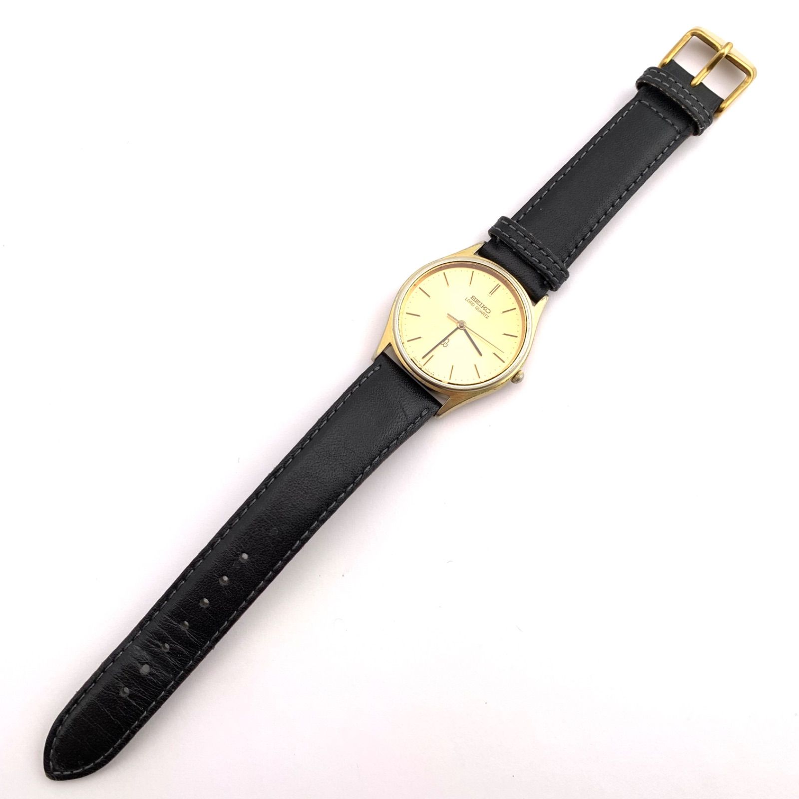 ジャンク】SEIKO LORD QUARTZ 8241-7000 ゴールド/ブラック 腕時計 