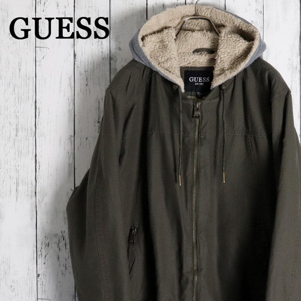 GUESS ゲス フード付 裏ボア ボンバージャケット MA-1 ブルゾン - メルカリ