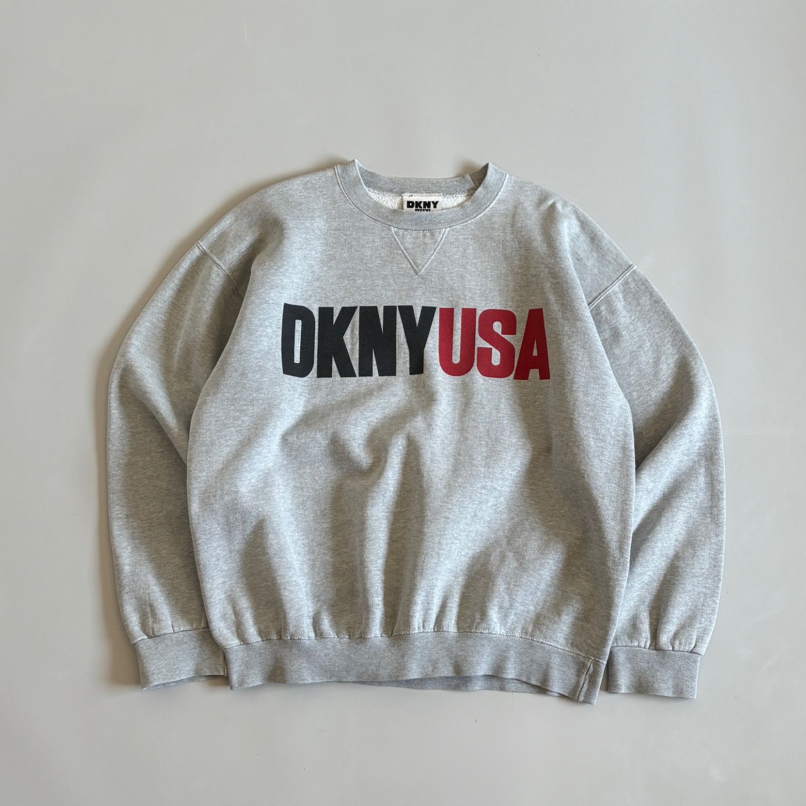 90s USA製 DKNY ダナキャランニューヨーク 前V スウェットトレーナー 