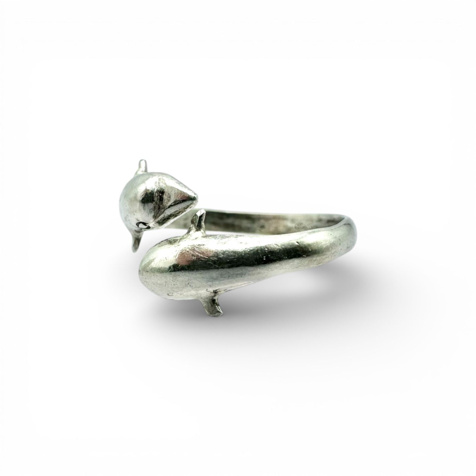 絆と調和】2頭のイルカ Silver 925 刻印 90s Vintage Design Ring 