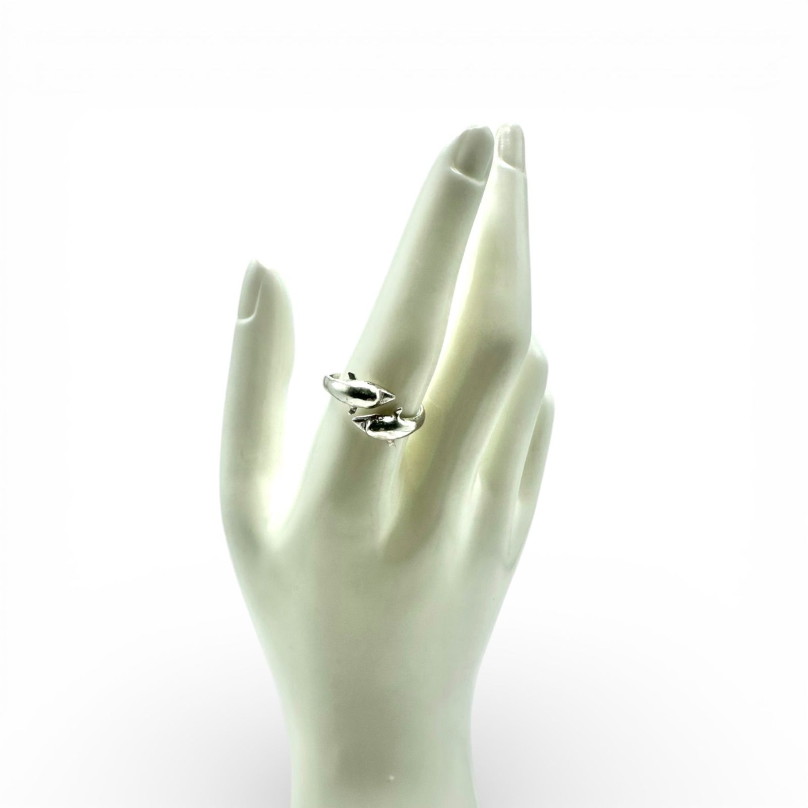 絆と調和】2頭のイルカ Silver 925 刻印 90s Vintage Design Ring 