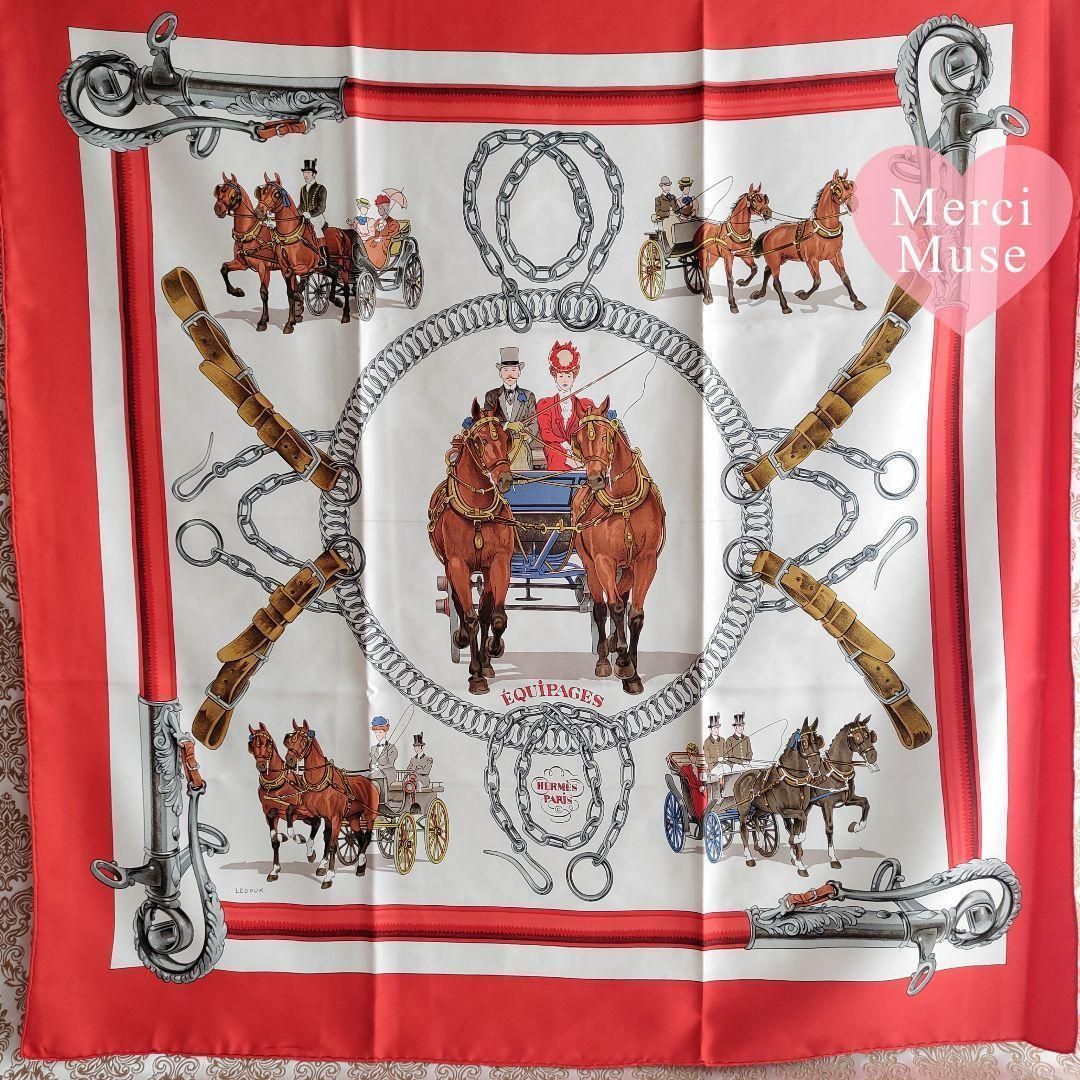 ❤お得なお品❤クリーニング済 エルメス カレ90 レッド スカーフ 防寒