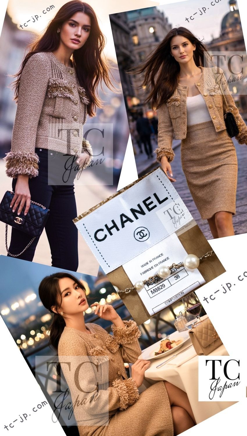 シャネル ジャケット 極上スーツ CHANEL ゴールド シルク ノーカラー サマー 春夏ツイード スカート カールラガーフェルド 貴重 超美品 38 シャネル ジャケット 極上スーツ CHANEL ゴールド シルク ノーカラー