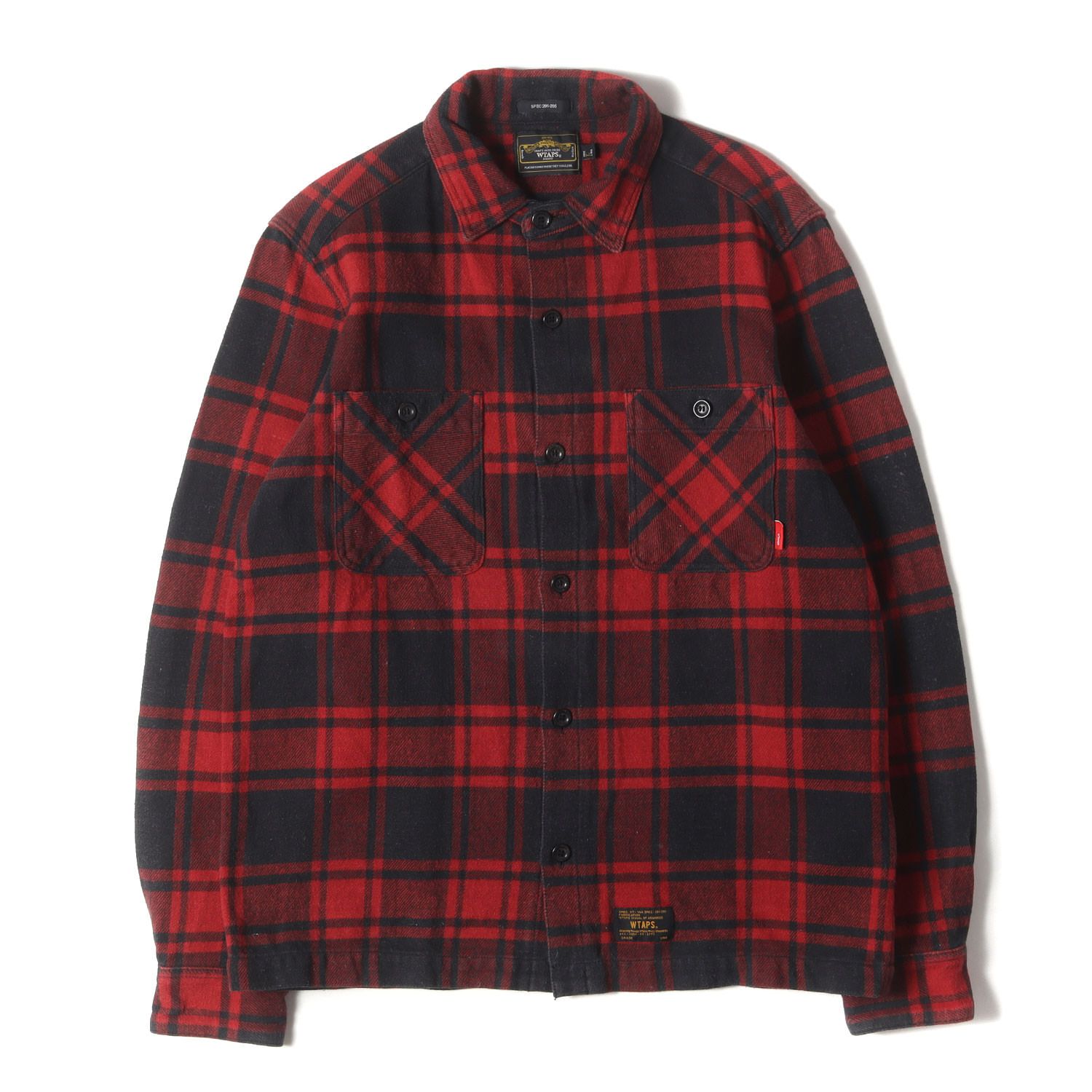 WTAPS ダブルタップス シャツ レッド ブラック 赤黒 サイズ:L | ヘビー 