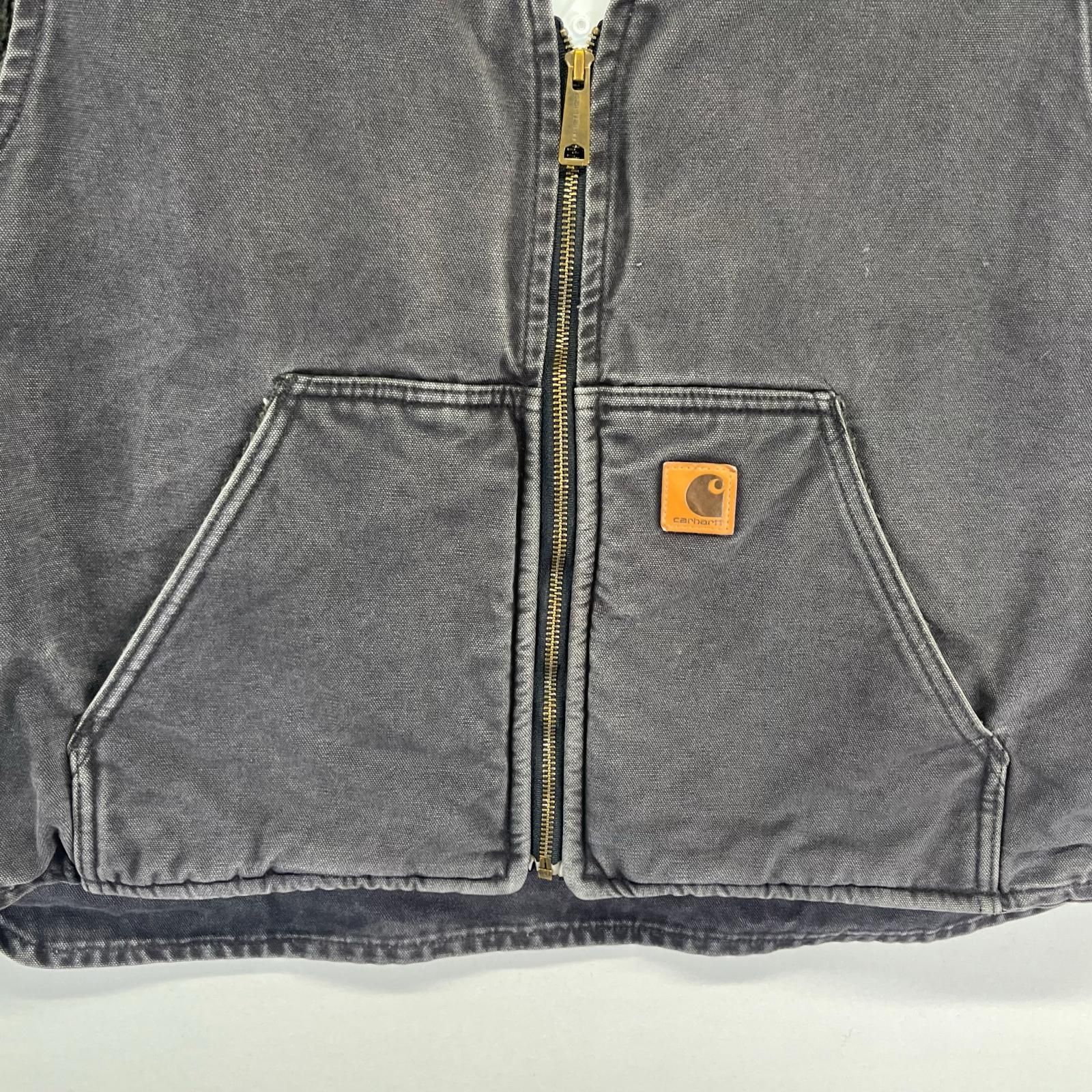 古着 カーハート Carhartt ベスト ダック 裏ボア フルジップ ワーク