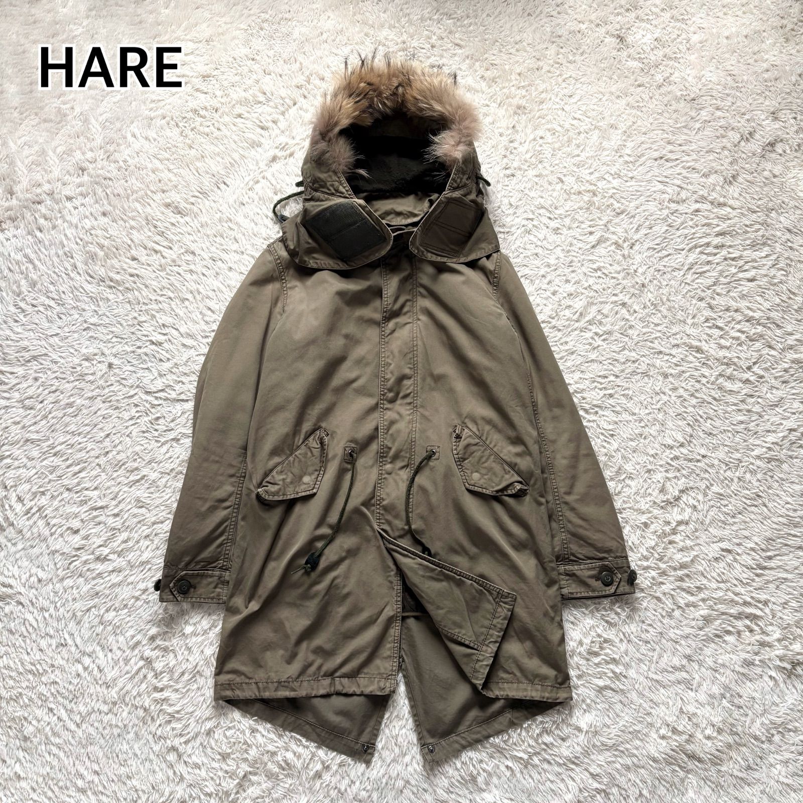 HARE ハレ モッズコート ミリタリー 3WAY リアルファー カーキ系