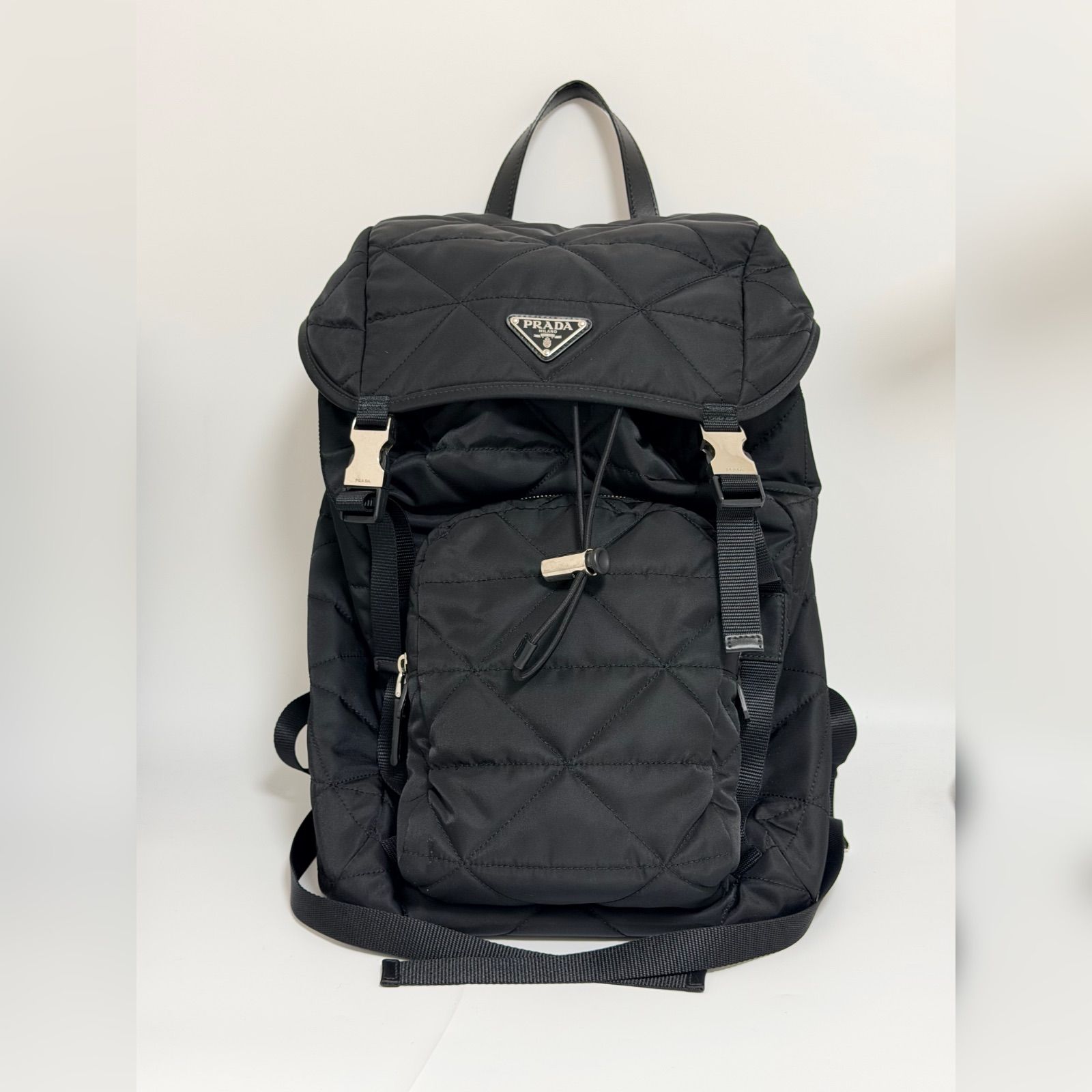 美品【PRADA/プラダ】Re-Nyron トップステッチバックパック リュック 