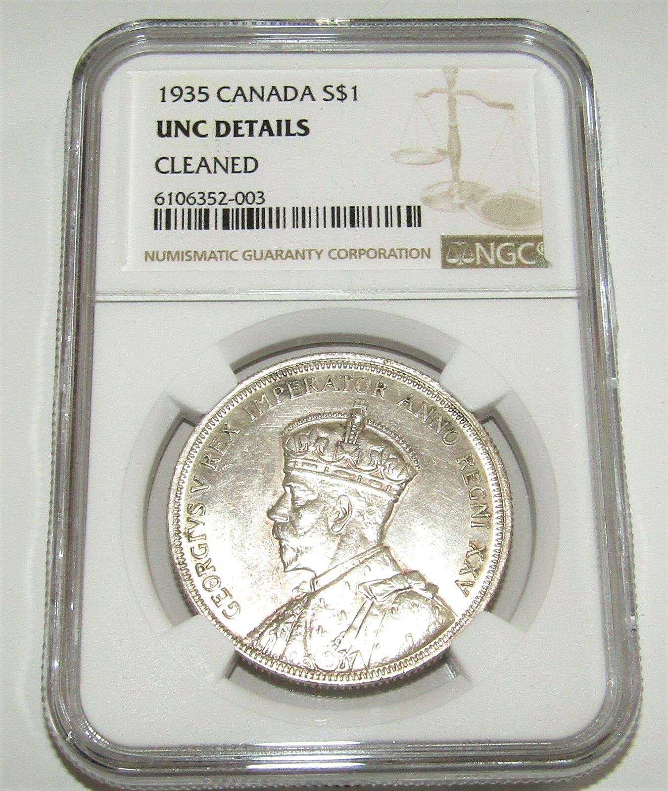 1935 年カナダ シルバー ダラー $1 ジョージ 5 世 NGC UNC 詳細