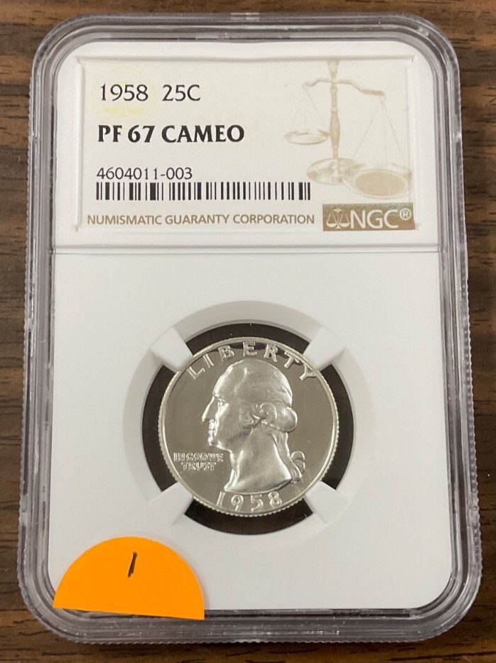 1958年 ワシントン シルバー プルーフ クォーター 25セント NGC PF67